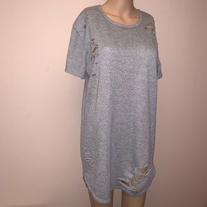Fashion Nova super distressed grey t shirt dress